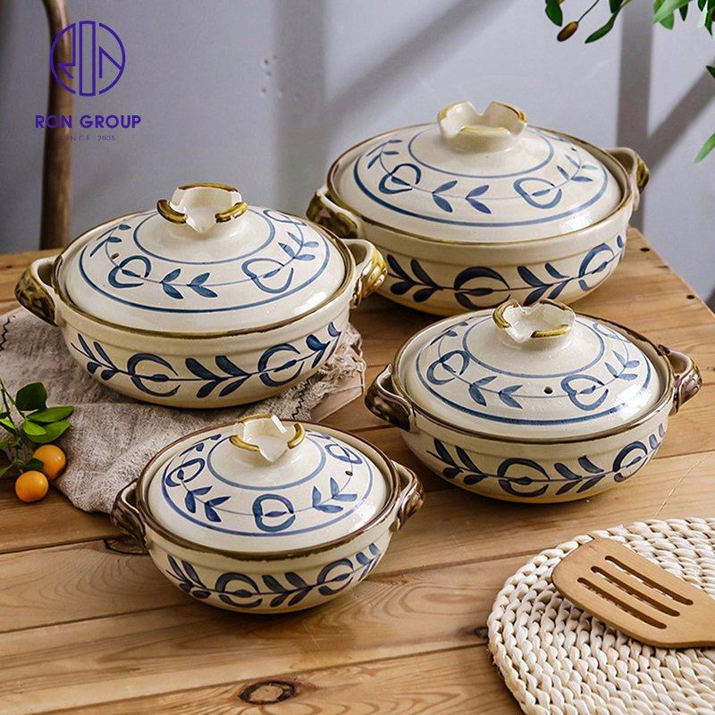 Japanese Style Restaurant Food Grade Clay Fire Cooking Pot Ceramic Casserole Terracotta Pot