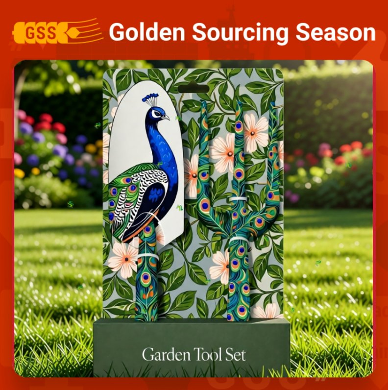 Peacock Pattern Garden Tools Premium Gift Set