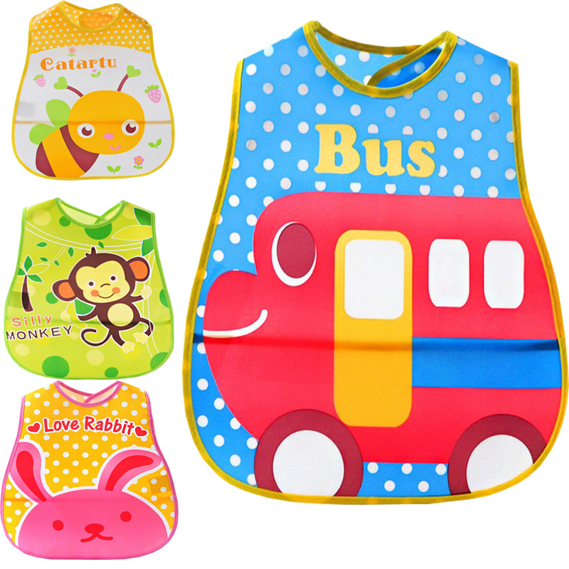 OEM Factory Eco-Friendly Waterproof Washable Reusable Durable Sleeveless PEVA Baby Bibs
