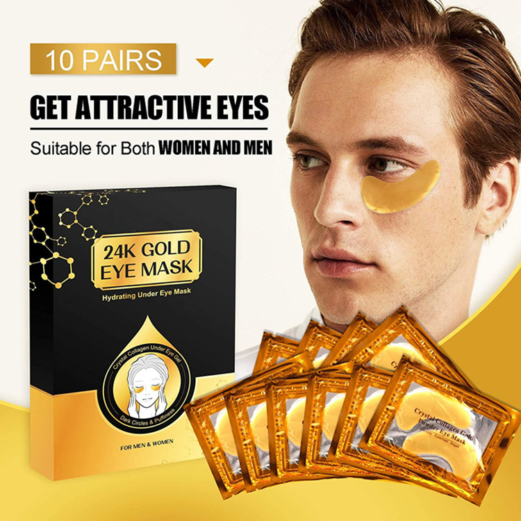 Custom 24K Gold 10 Pairs Hydrating Under Eye Mask for Men and Women