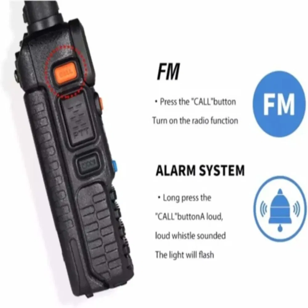 Non-Explosive 2024 Upgraded Baofeng UV-5r Dual Band VHF/UHF Walkie Talkie with 5W Power - Long Range 3-5km Communication Device