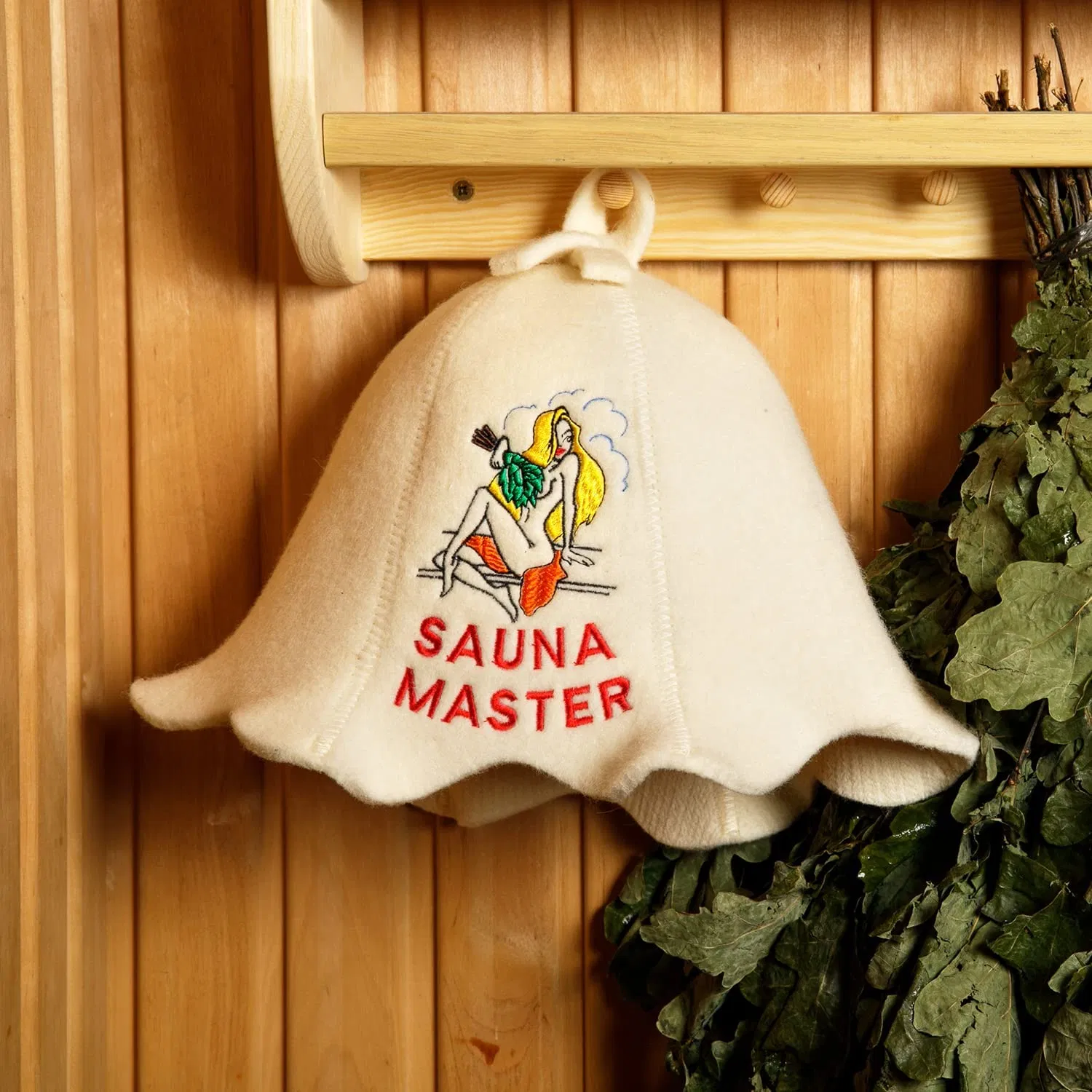 Natural Textile Sauna Hat 'sauna Master Lady' White - 100% Organic Wool Felt Hats for Russian Banya Protect Your Head From Heat Sauna Ebook Guide Included