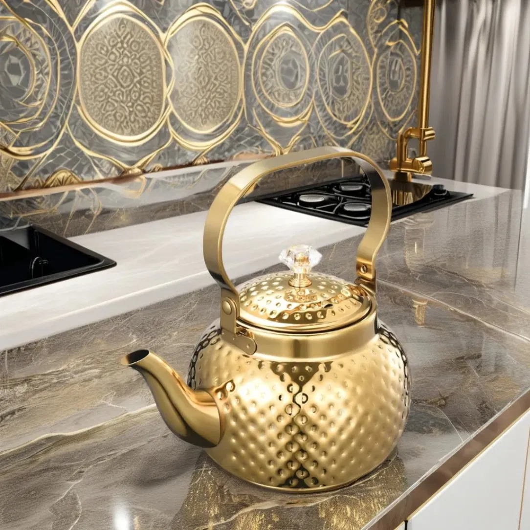 Gold Turkish Style Water Kettle for Middle Eastern Tea Arabic Tea Pot