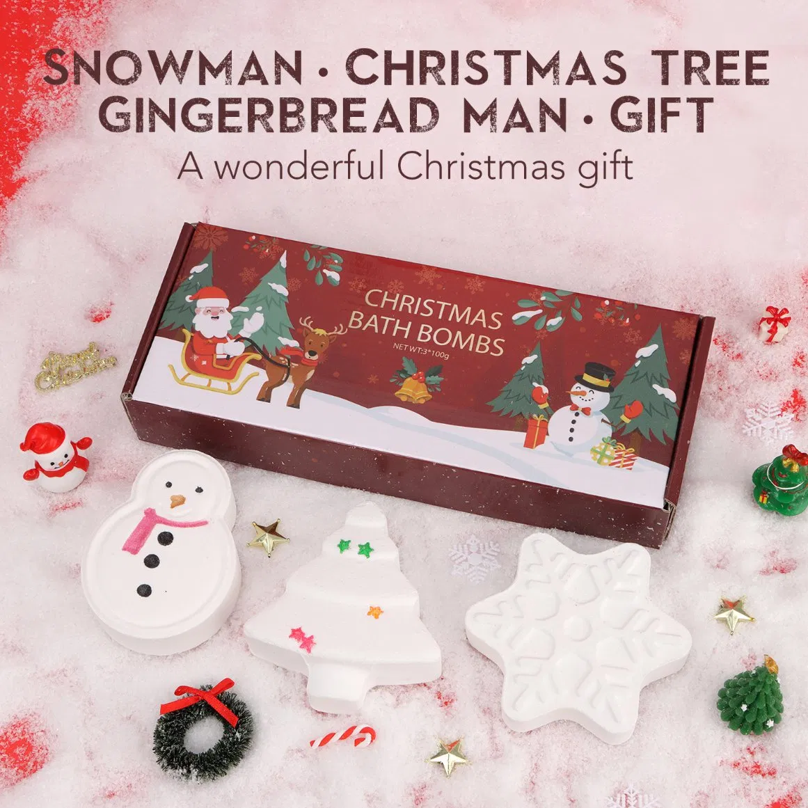 Holiday Themed Bath Bombs Festive Snowman Snowflake Christmas Tree Bath Bombs Set