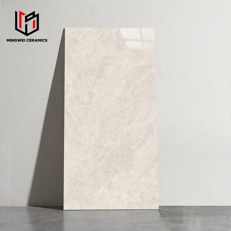 Soft Taupe Marble Look Porcelain Tile Polished Surface for Modern Decor 600X1200mm Direct