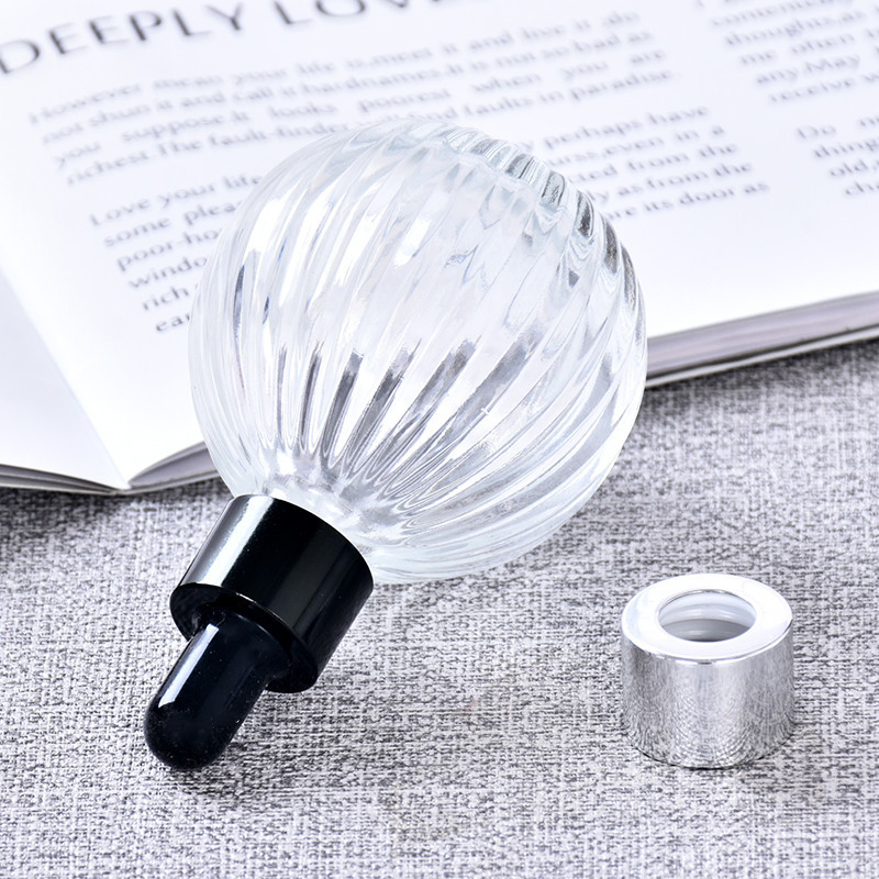 Crystal White Material 50ml Screw Thread Lantern Perfume Bottle Empty Bottle Contain Electrolysis Electrified Aluminium Spray Cover Transparent Glass Spray Bott