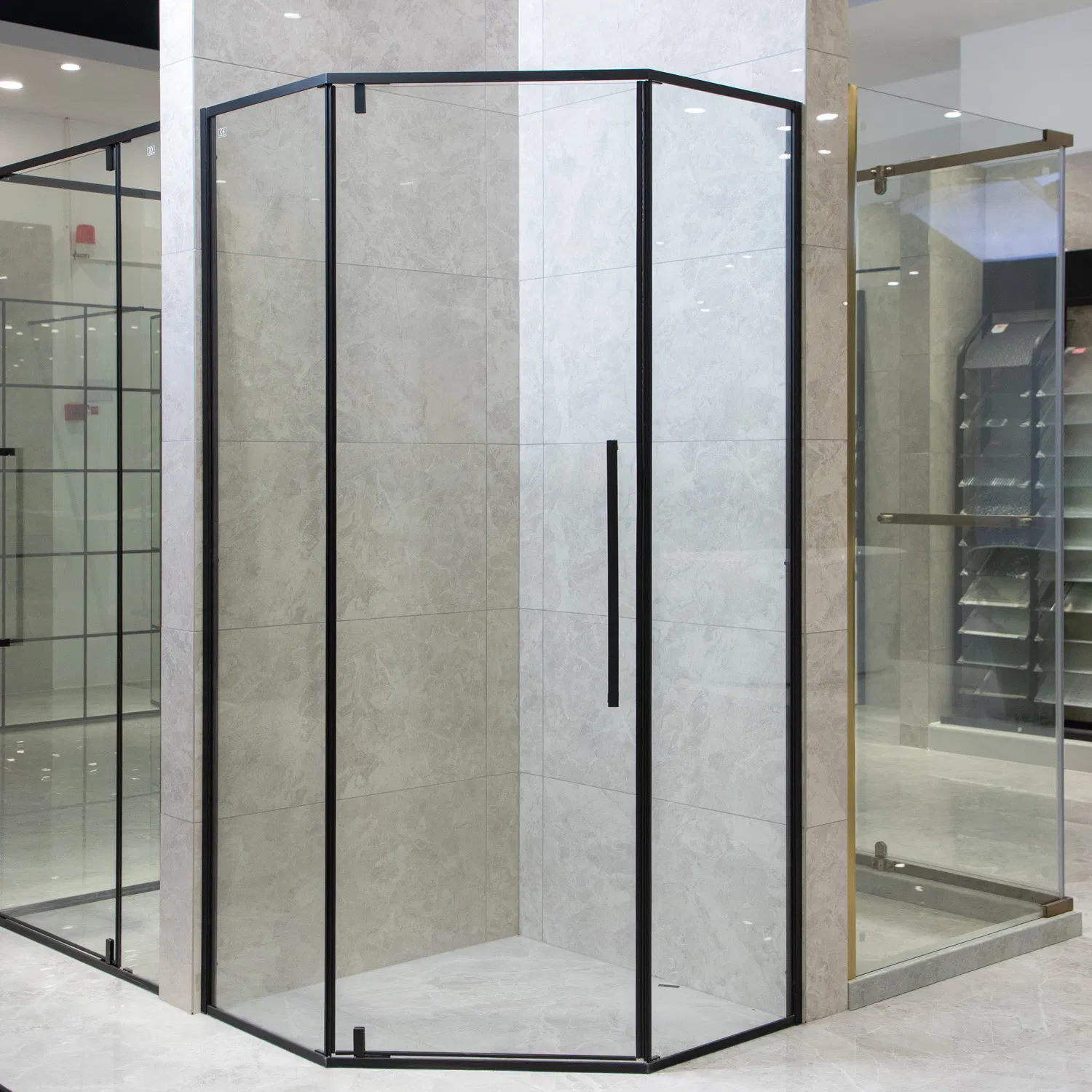Shower Door Tempered Glass Hot Selling Diamond Design Three Glasses