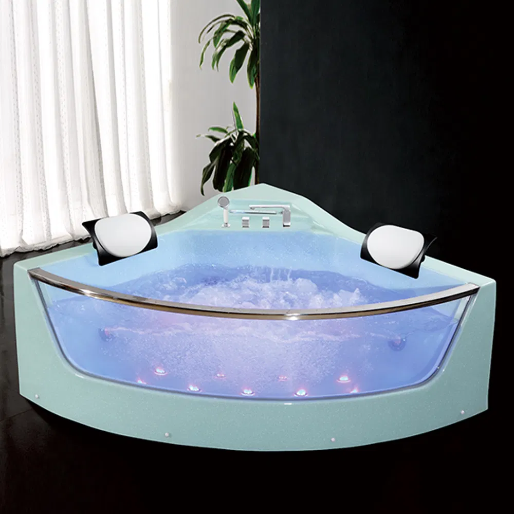 Угловая гидромассажная ванна 1.38 м с LED-подсветкой