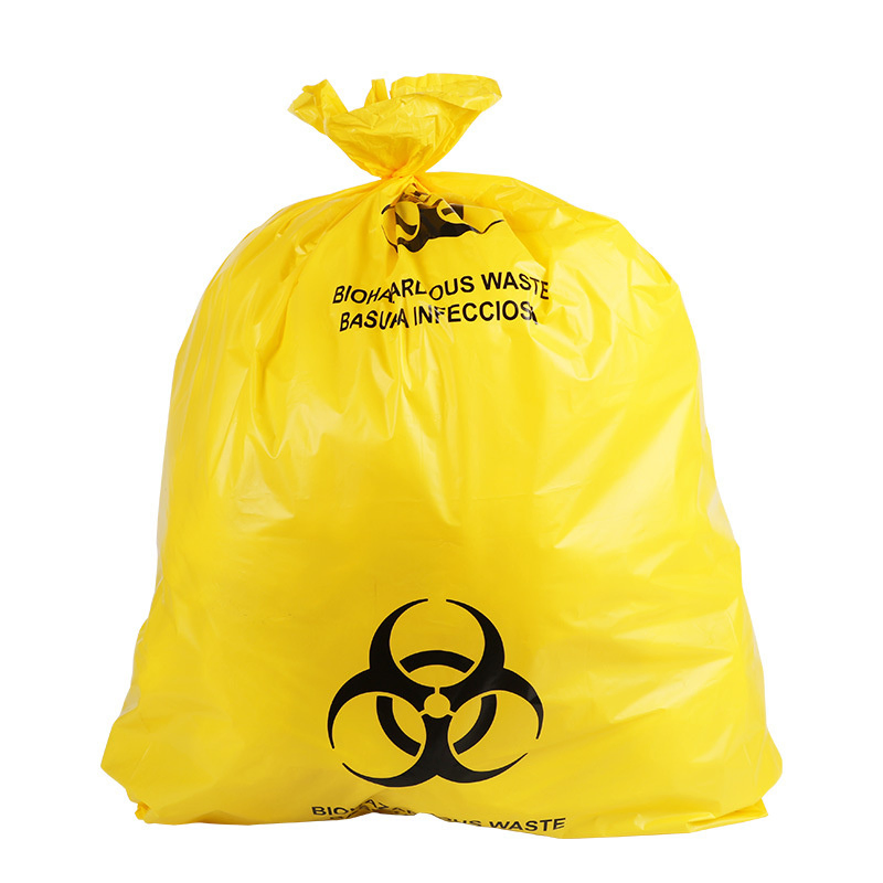 Customized Yellow Plastic Medical Trash Bags Waste Garbage Bags Biohazard Bag