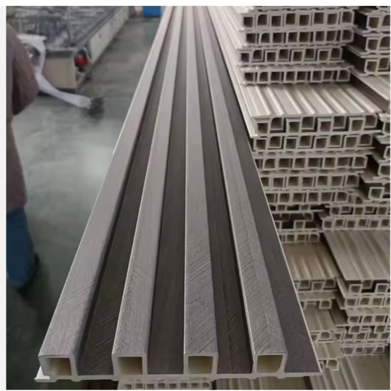 Waterproof Co Extrusion Exterior Wood Composite Hollow Fluted WPC Cladding Boards Facade House Decor Outdoor WPC Wall Panel