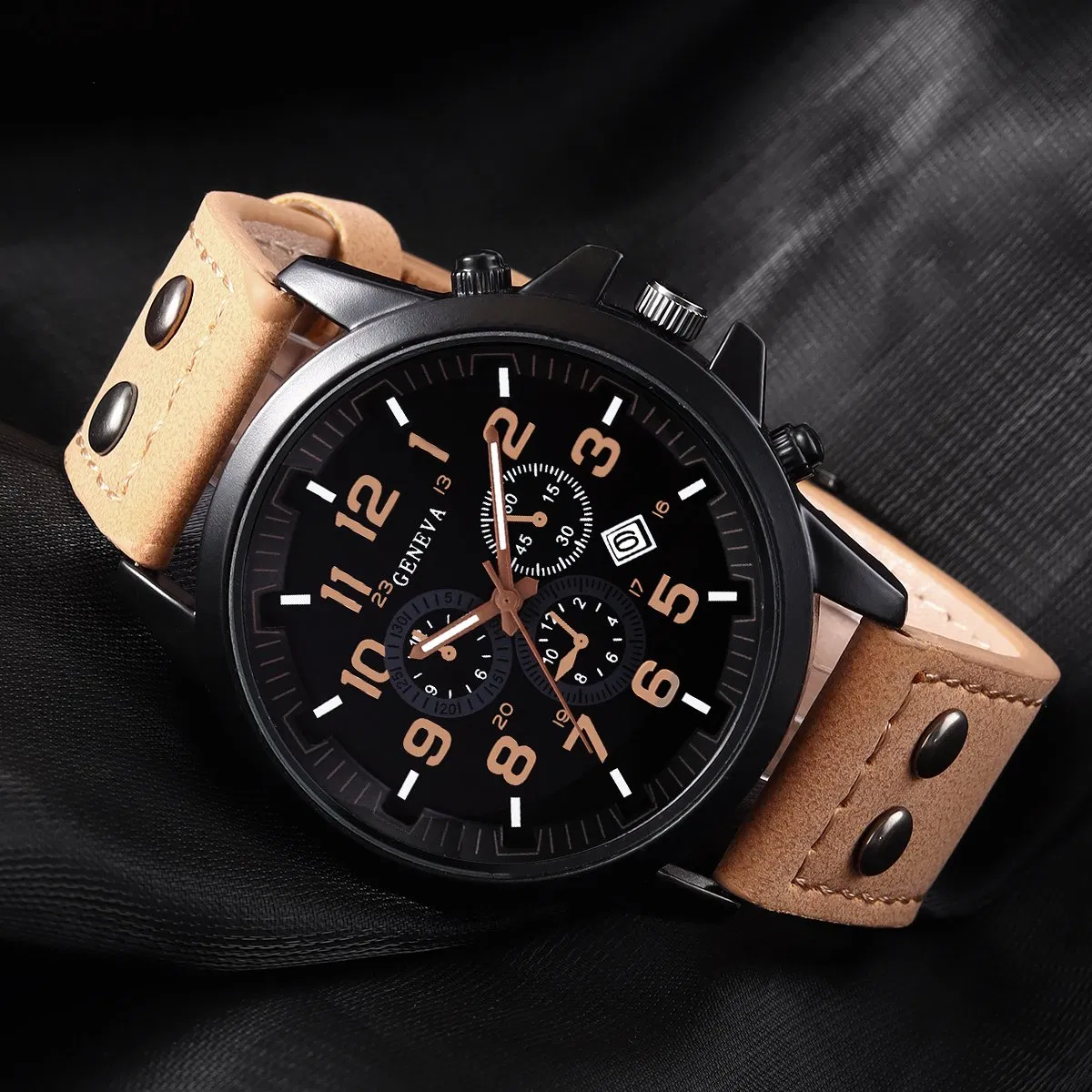 2-Piece Trendy Cuban Oversized Dial Men's Watch Set