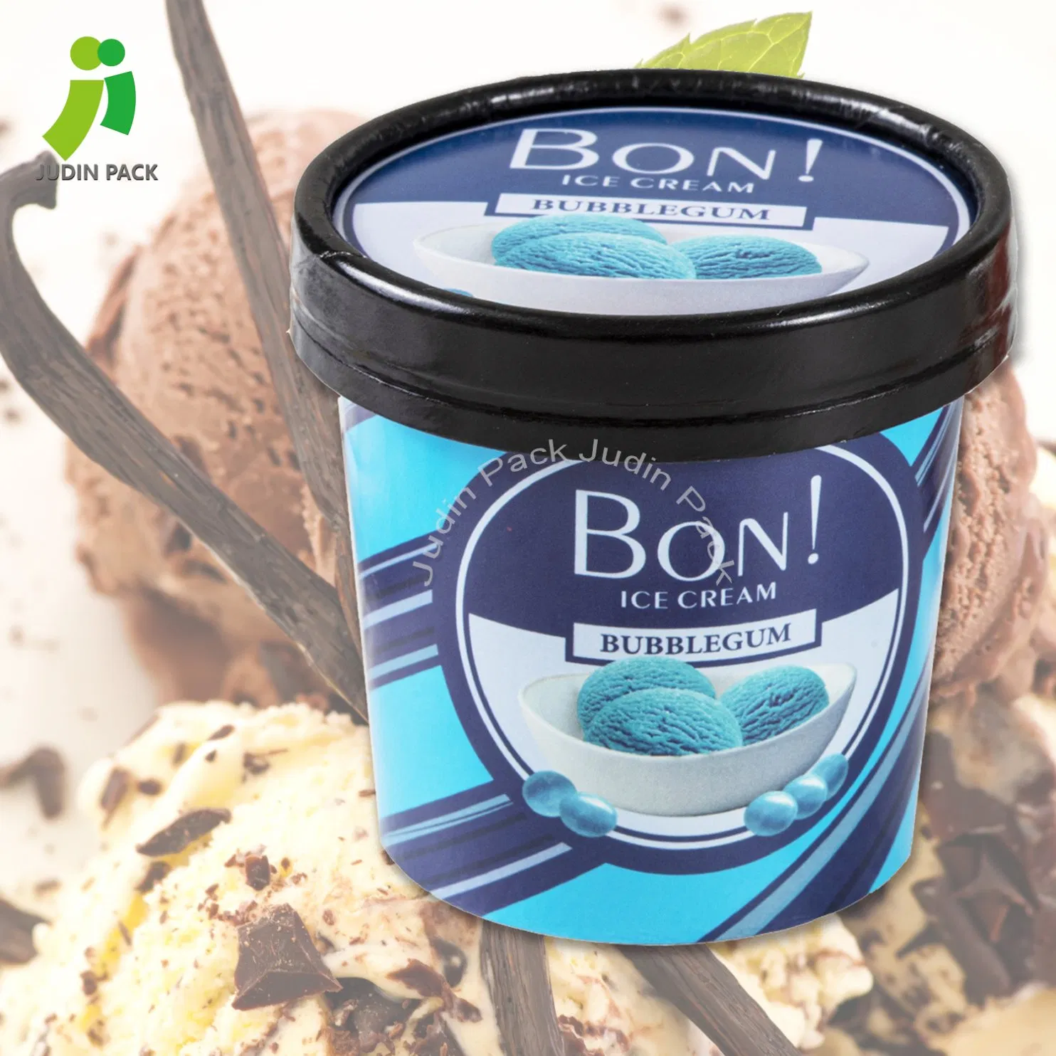 Customized Design Food Grade Ice Cream Paper Cup Tubs -Made of Premium Food Grade Sturdy White Paper