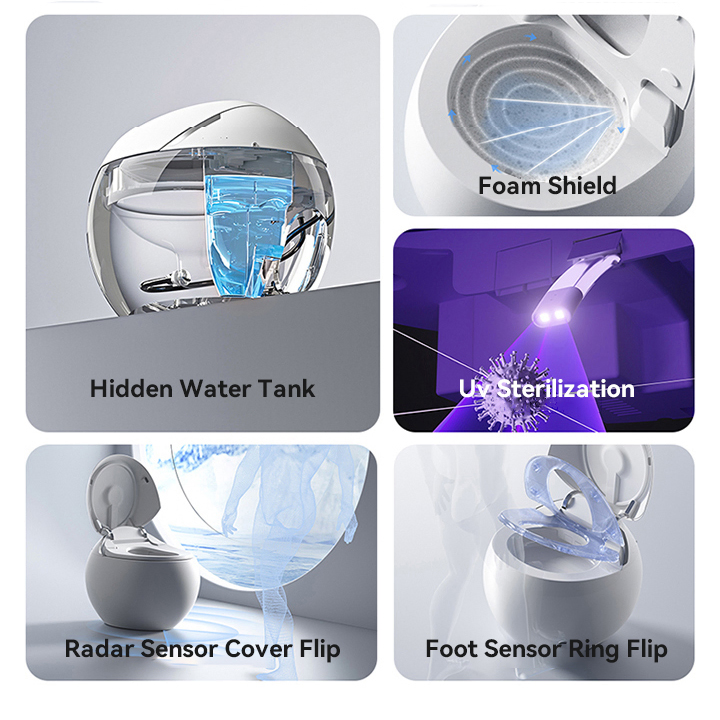 Modern Round Egg Shape Electric Closestool Heated Seat Automatic Intelligent Toilet Bowl Egg Shape Bathroom Smart Toilet