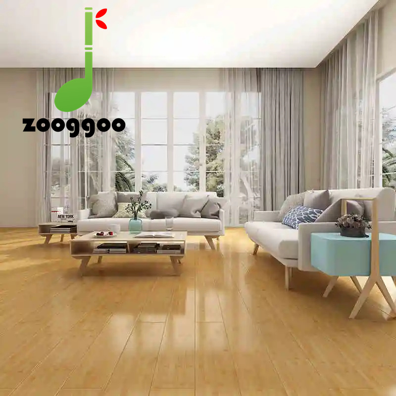 Паркетная бамбуковая доска горизонтальной структуры, натуральный цвет