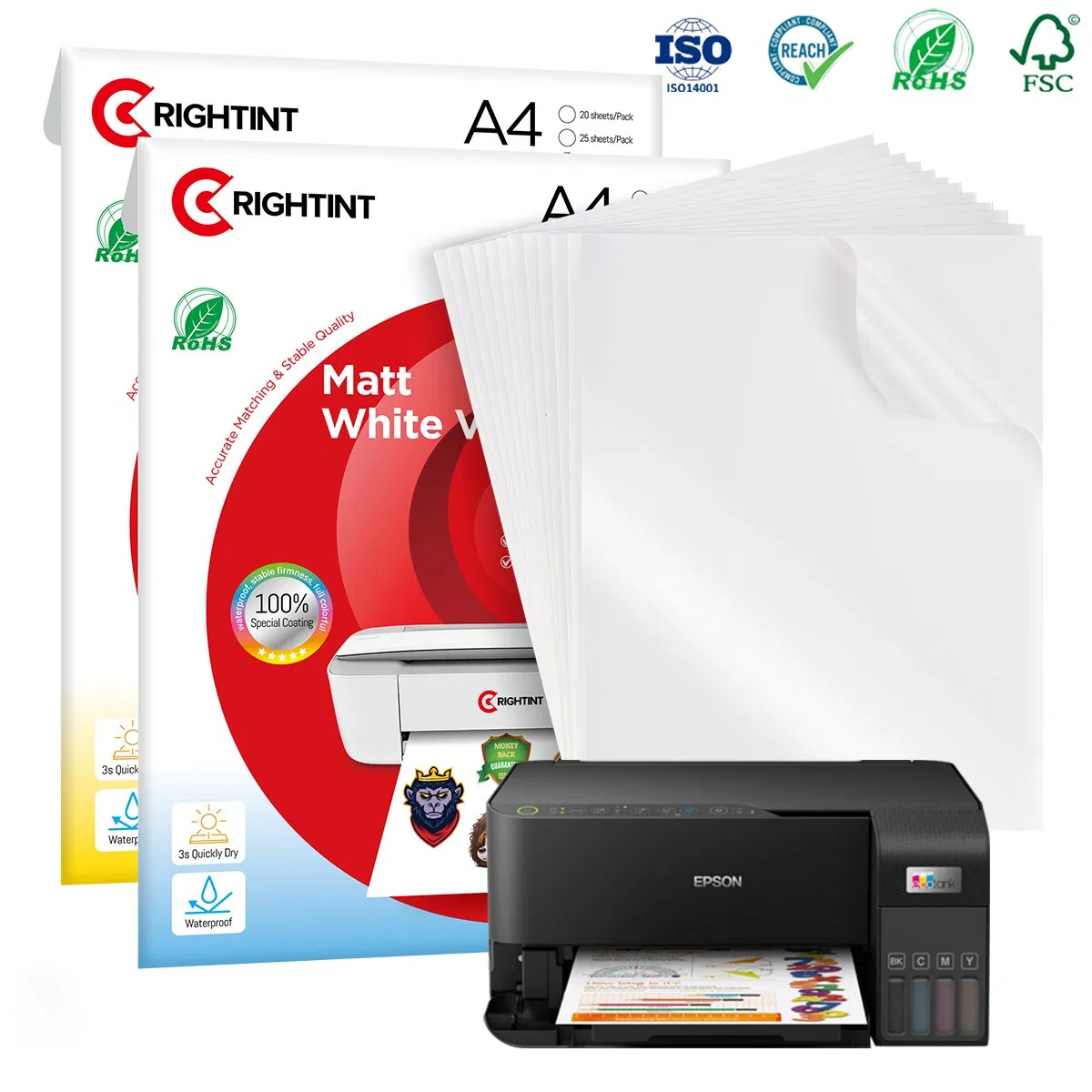 Inkjet Matte White PP Waterproof Adhesive Paper Label