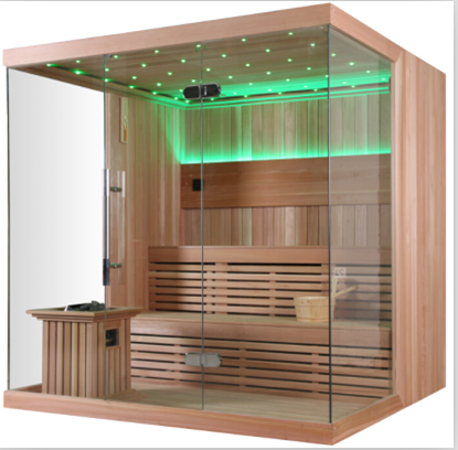 Monalisa 6 People Luxury Home Customized Cheap Dry Sauna with 8mm Folding Glass Door N Imported Wood for Sale