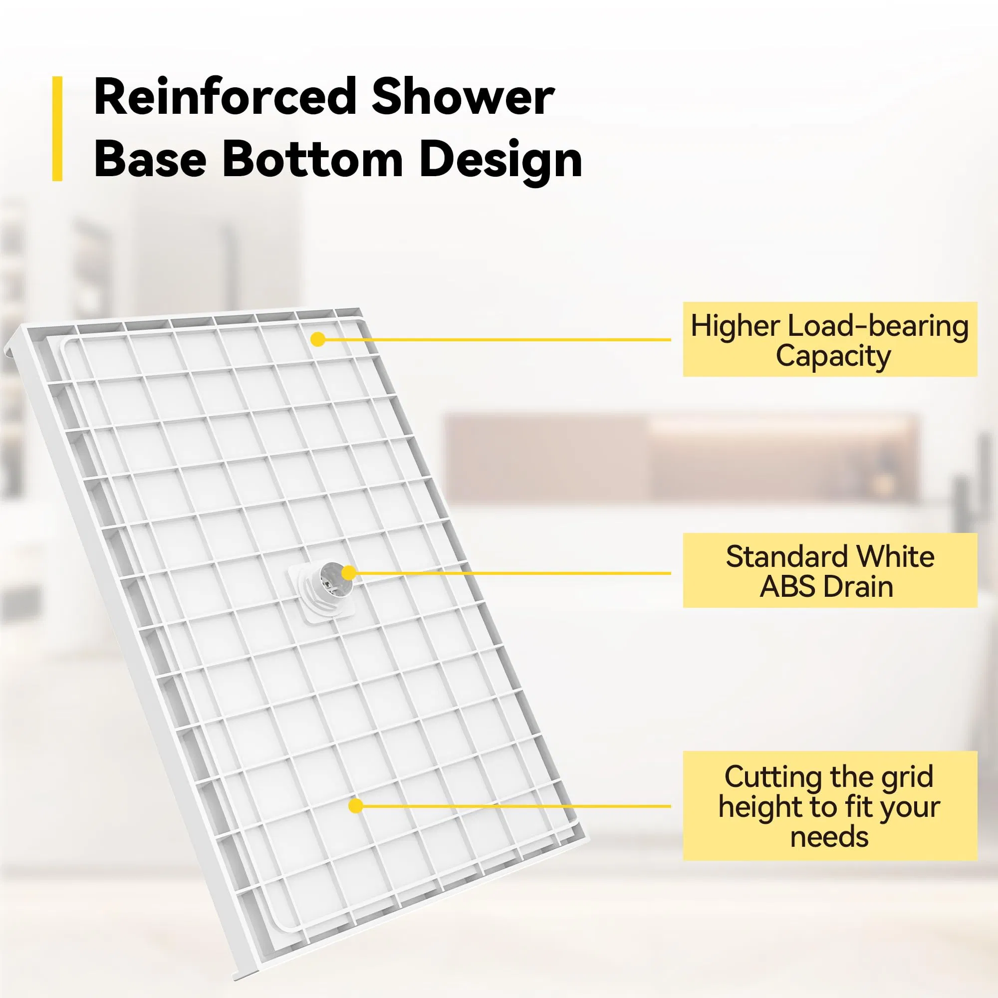 Versatile Use Multi Scenario Adaptable Fiberglass SMC Bathroom Shower Tray