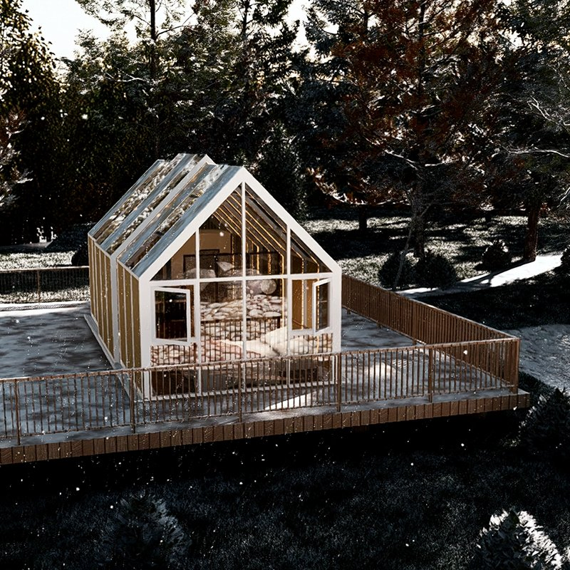 Aluminum Electric Telescopic Sunroom Smart Control Lighting and Sunshade Seaside Resort Sunroom