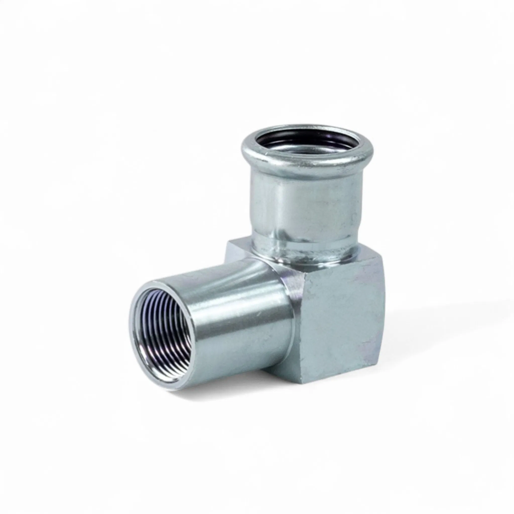 Elbow Adapter 90° with Female Thread, Tee, Galvanized Carbon Steel, ASTM Stainless Steel, 304 316L, Gas, Industry Water, Air Plumbing Press Fitting Pipe
