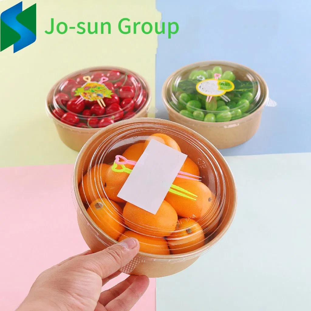 Round Brown Biodegradable Eco-Friendly Take out Salad Fast Kraft Paper Soup Cup Bowl