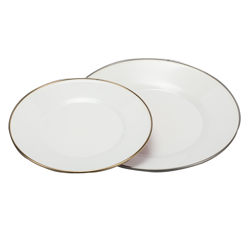 Dishe S& Plates Dinnerware Type and Stocked Eco-Friendly Feature Enamel Rice Plate Enamel Plate