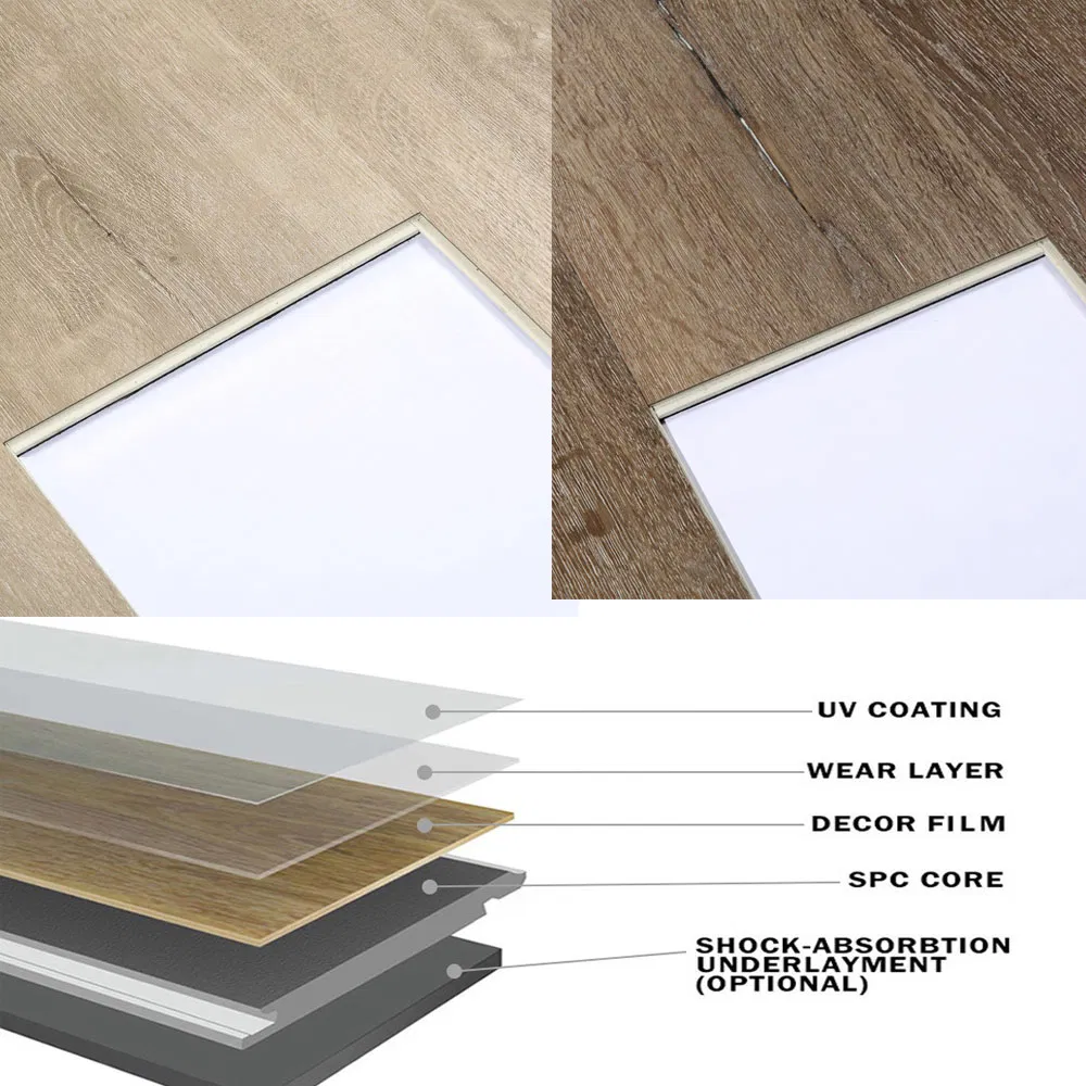 Огнеупорный водонепроницаемый SPC ламинат U-Groove