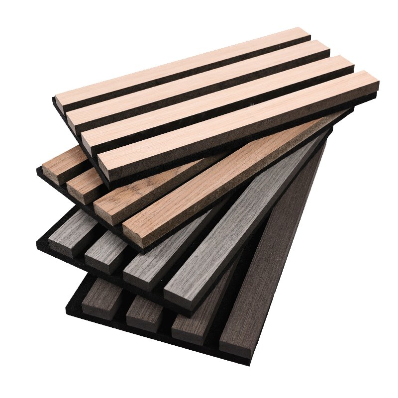 Durable Ribbon-Shaped Wood Veneer Acoustic Slat Panels for Comfortable Home Design