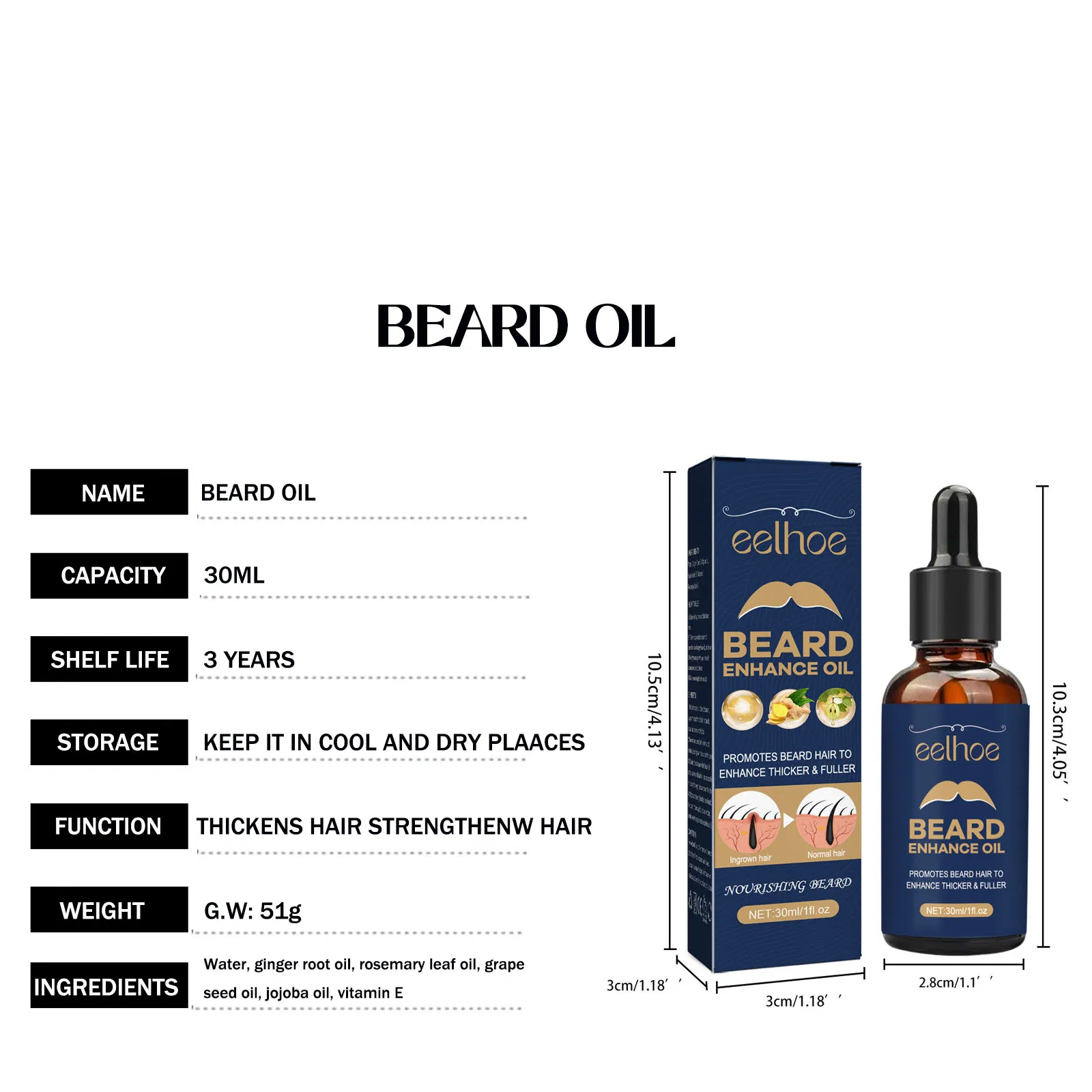 Organic Plant Extract Beard Enhance Oil Nourishing Beard Growth Oil on Sale