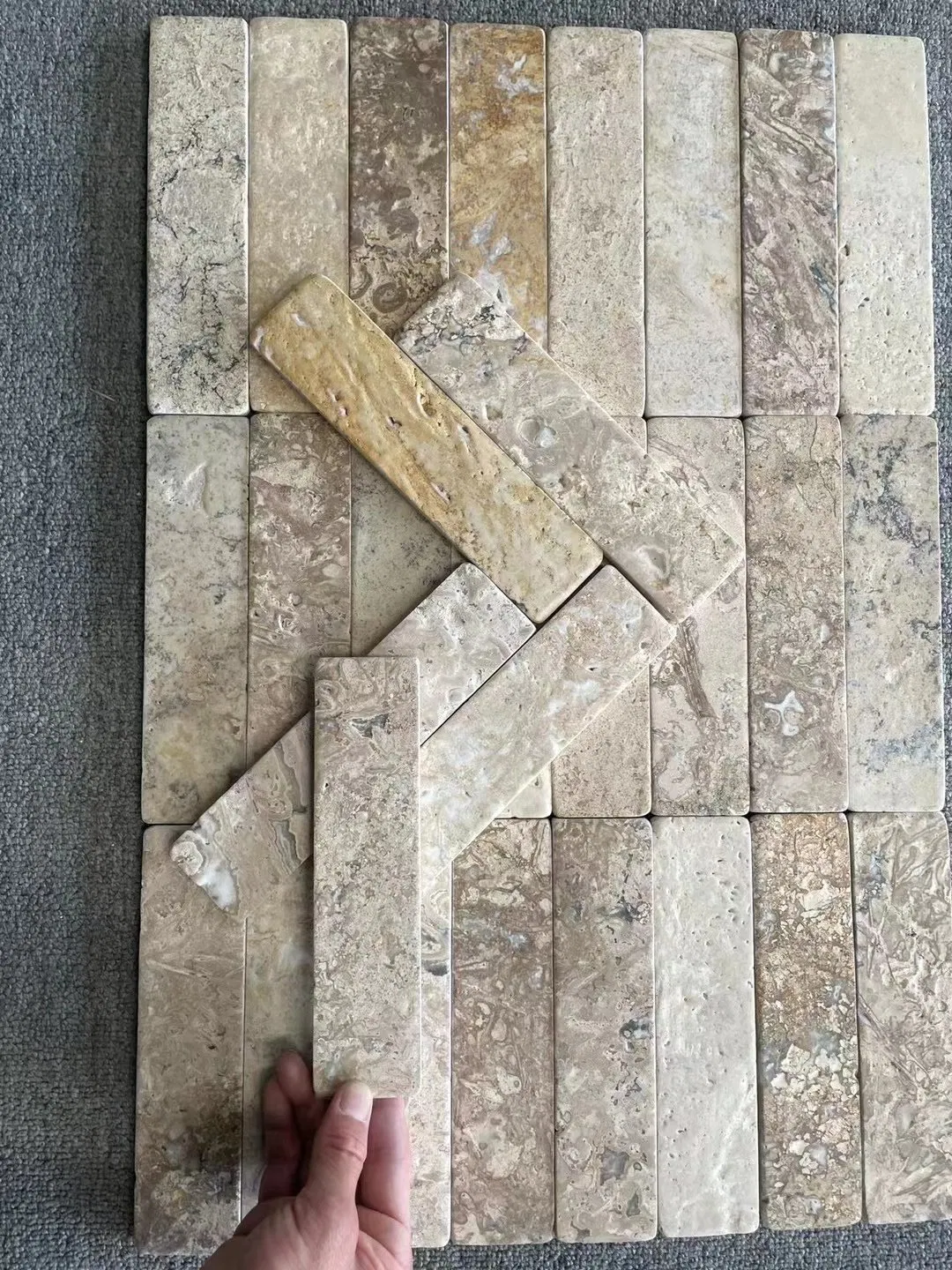 Natural Honed French Cut Beige /Grey Travertine for Kitchen/Bathroom/Livingroom/Swimming Pool/ Floor Tile/Mosaic Tile
