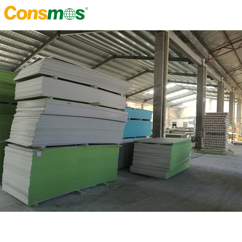 Consmos 9mm 12mm Fireproof and Waterproof Plasterboard Gypsum Board for ceiling and Construction