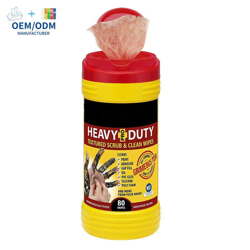 OEM Heavy Duty Hand and Tool Cleaning Wipes Alcohol Free Nonwoven Fabric Size Multi Piece Extraction Industrial Bucket Wipes