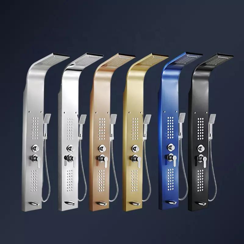Golden Nickel Brushed Shower Panel Column Towers Stainless Steel Waterfall SPA Jets Smart Shower Wall Panel Shower Panel