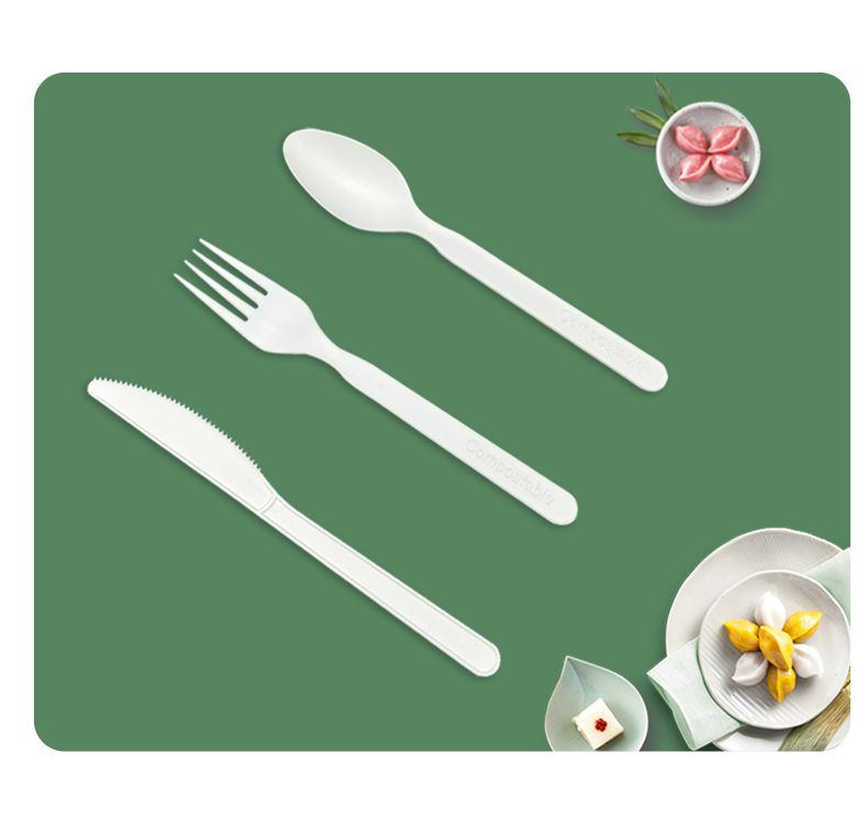 Eco-Friendly Food Grade PLA Cutlery Set Biodegradable Tableware Spoons Forks and Knives