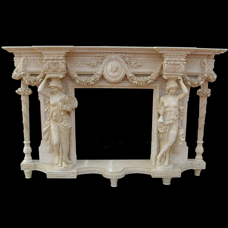 Home Indoor Use Customized Size Freestanding Antique Marble Fireplace Mantels for Sale