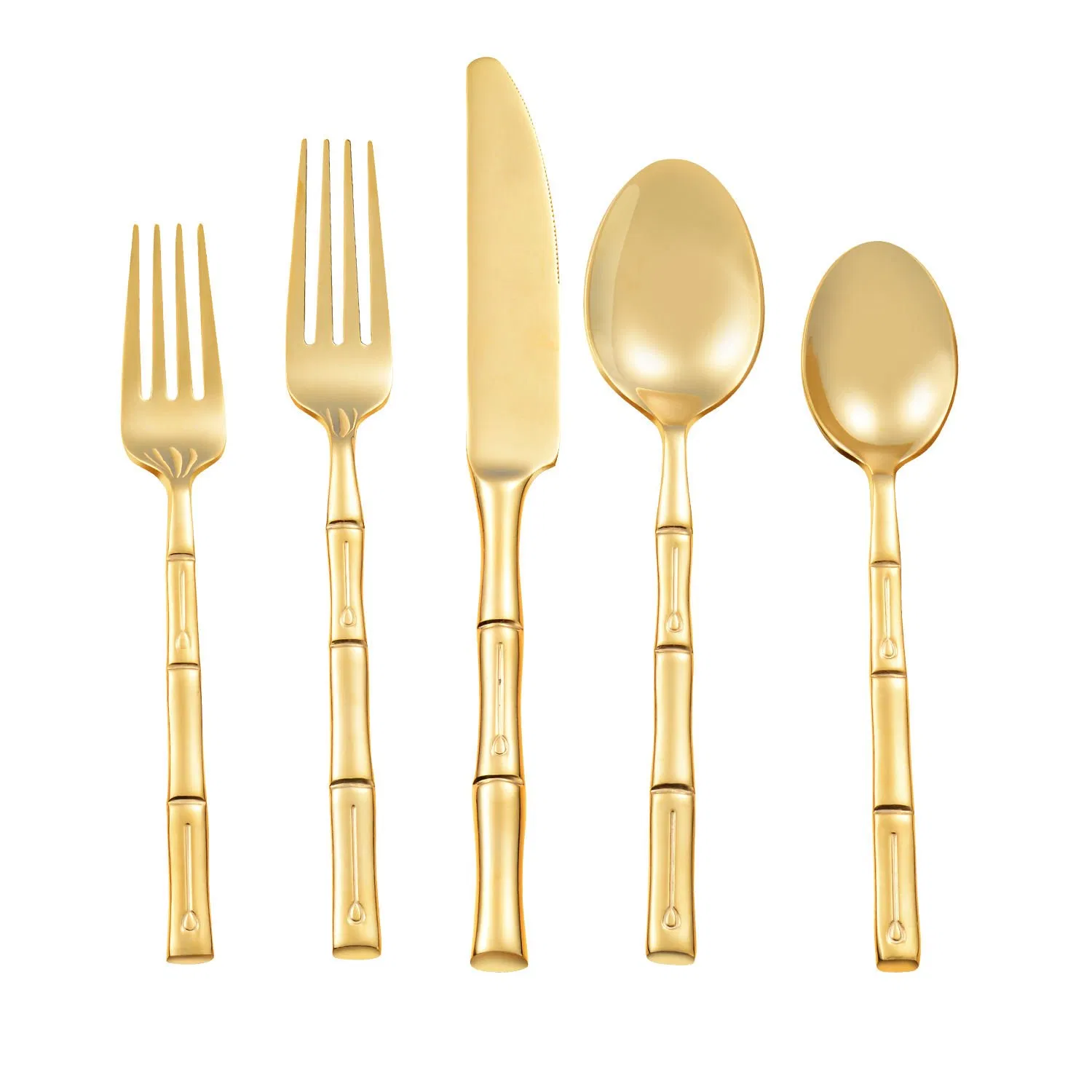 Wholesale Stainless Steel Forged Bamboo Gold Cutlery Set for Wedding