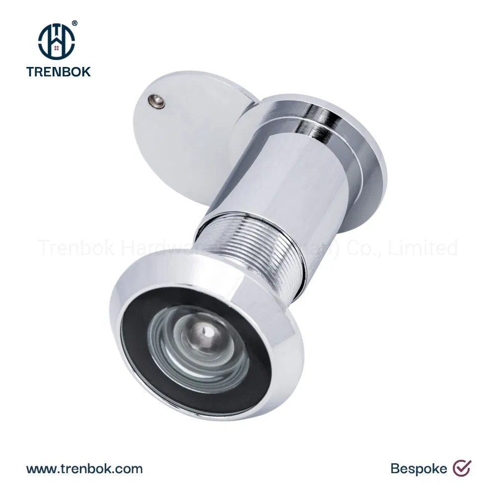 Polished Chrome Crystal Glass Lens Brass Door Security Peephole Viewer