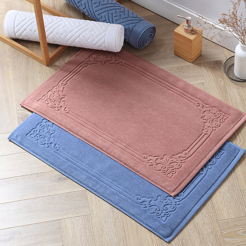 Hotel SPA Cotton Jacquard Non Slip Absorbent Bath Carpet Bathmat