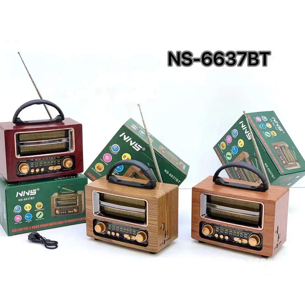 Ретро радио NS-6637BT с Bluetooth, деревянный корпус