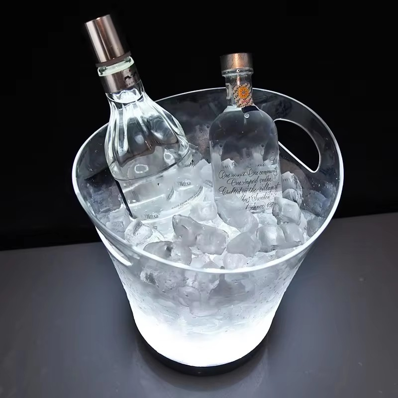 Hot Sale Customer Logo Plastic Champagne Wine Beer Ice Bucket with Handle