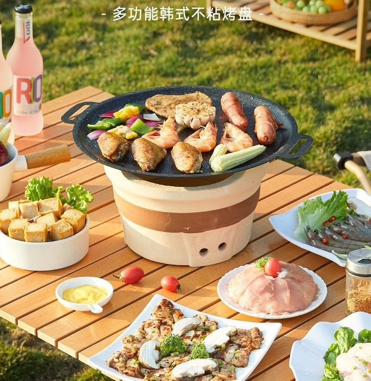 Maifan Stone Grill Pan Non-Stick Teppanyaki Korean Barbecue Pan for Home & Outdoor Use