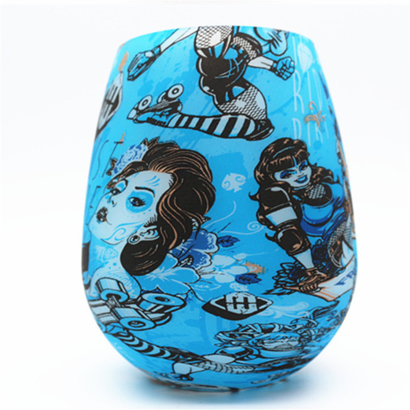 Portable Cola Soft Drink Fruit Juice Beer Silicone Bohemian Style Wine Cup Glasses for Party