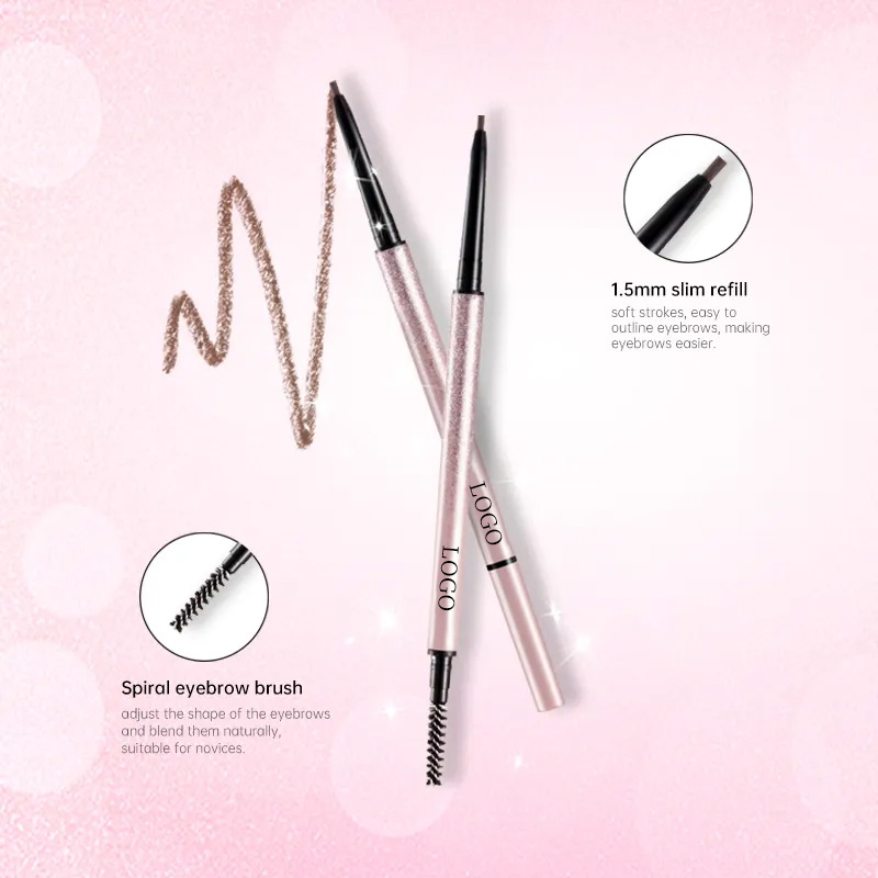 Ditong Oemodm Private Label Double-Headed Automatic Waterproof 1.5mm Eyebrow Pencil Brush 2 in 1