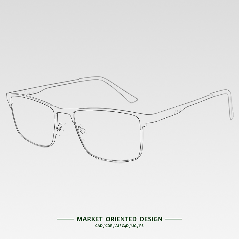 Wholesale Metal Full Frame Rectangle Eyewear Blue Light Blocking CE Reading Glasses Online with Spring Hinge for Men