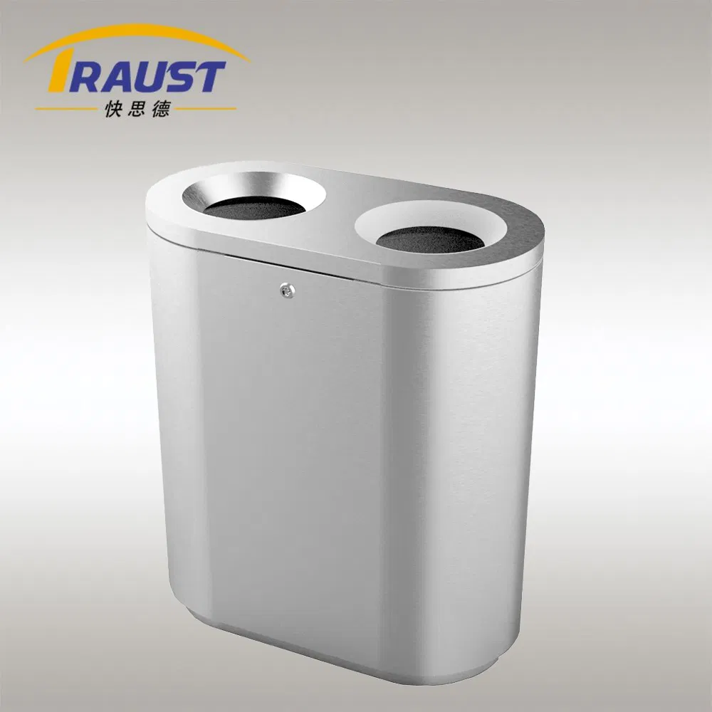 Traust 2 in 1 Indoor Public Stainless Steel Dustbin Trash Can Sorting Recycle Bin