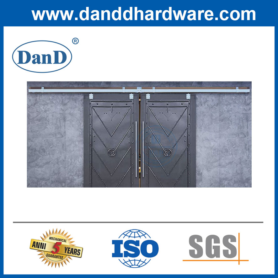 Wall Mounted Double Slide Heavy Duty Barn Door Hardware Roller Gear Kit