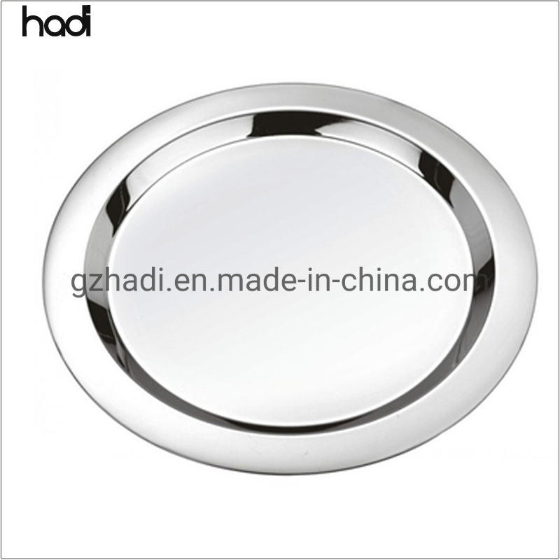 Restaurant and Hotel Supplies High Quality Middle East Mirror Tray Rectangle Oval Round Stainless Steel Buffet Trays with Handle Gold