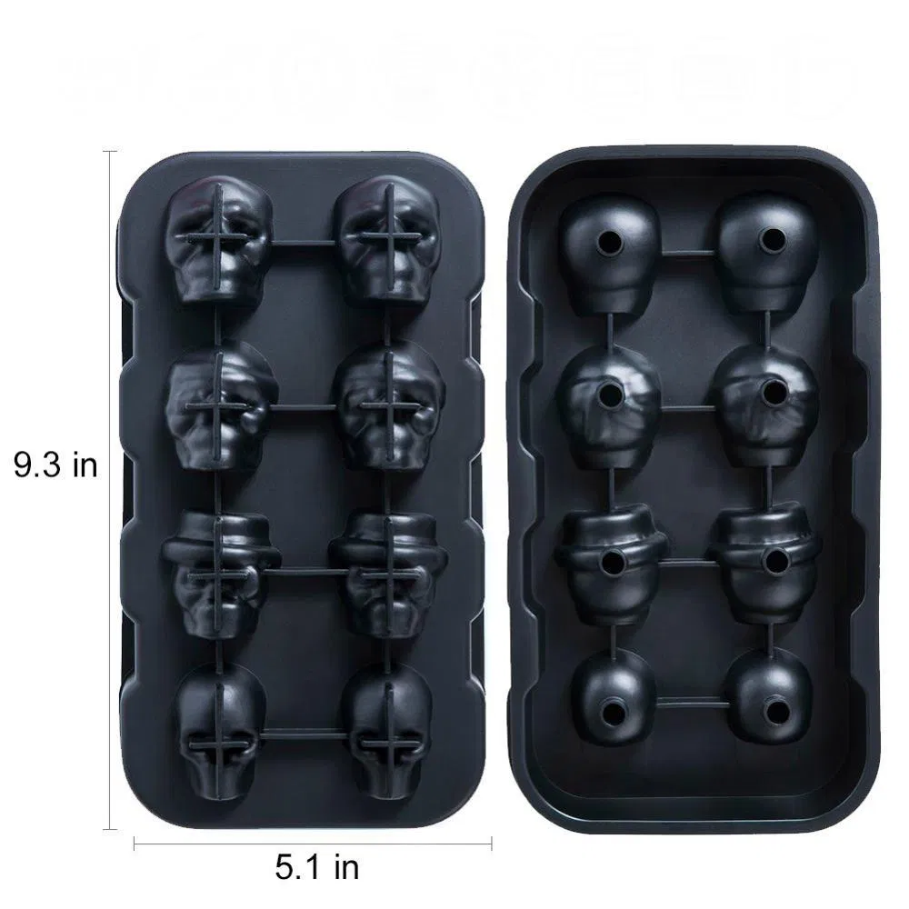 Форма для льда в виде черепа, силиконовая, 8 ячеек