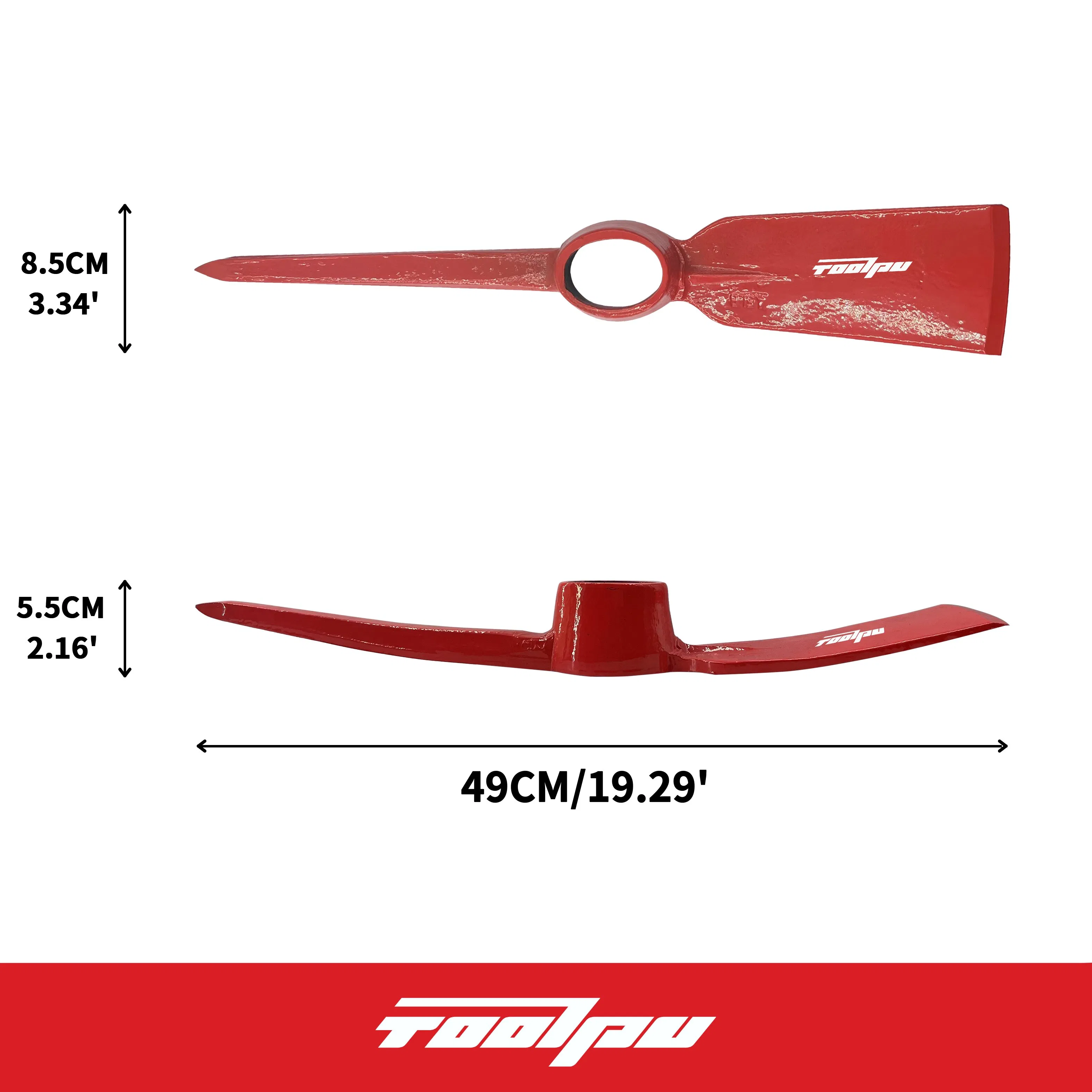 Red Coated Pick Mattock Head, Multipurpose Digging & Breaking Tool for Outdoor Work