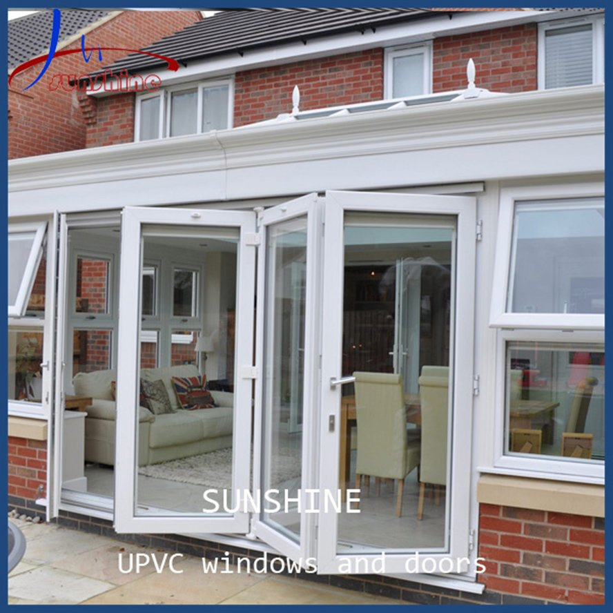Exterior French Patio Bifold Sliding Doors UPVC/PVC Glass Folding Doors