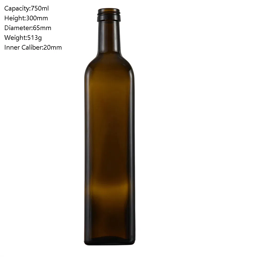 750ml 534G High Quality Square Clear Olive Oil Vinegar Glass Bottle with Screw Cap